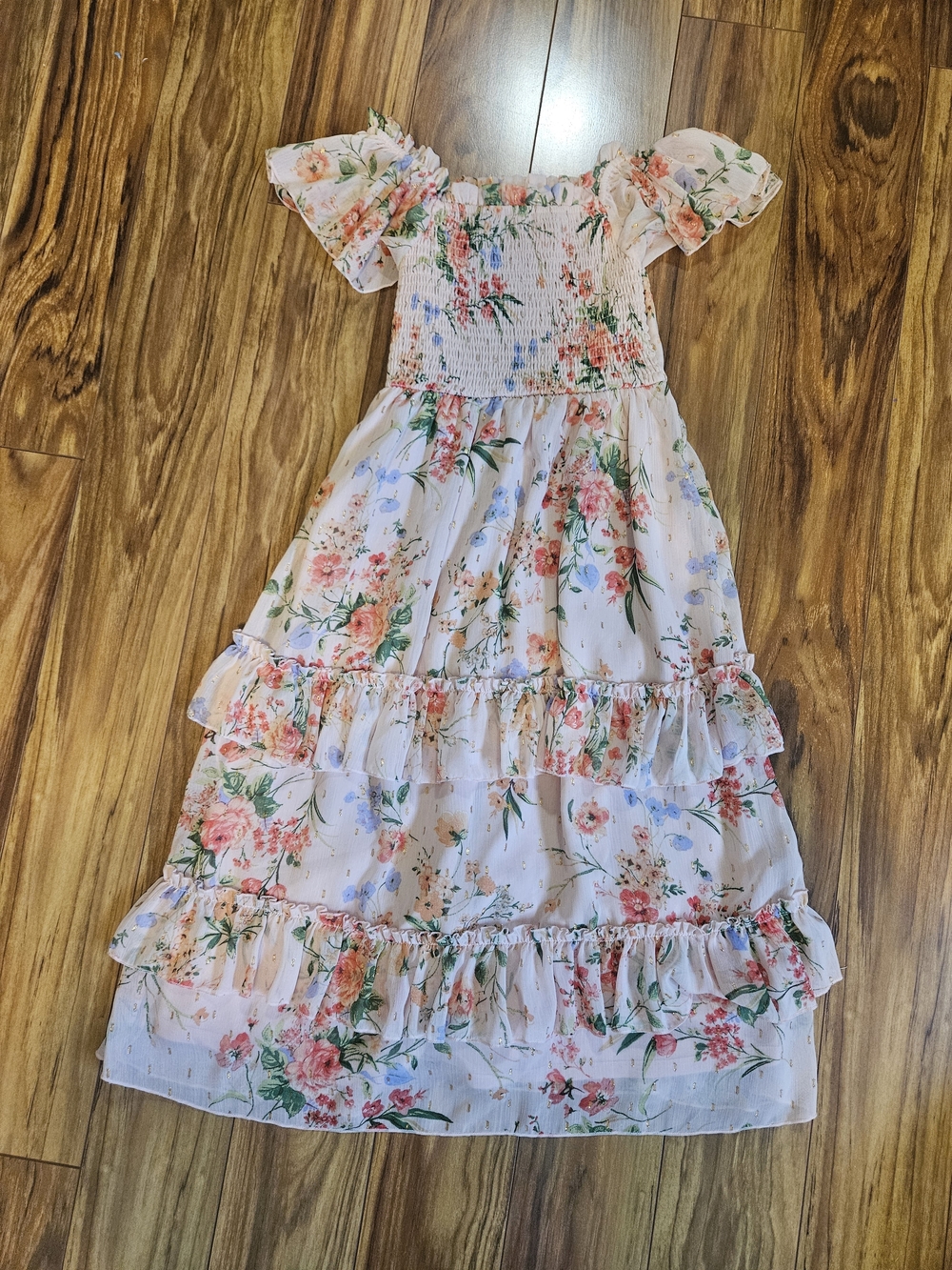 Rare Editions Pink Floral Ruffled Maxi Dress